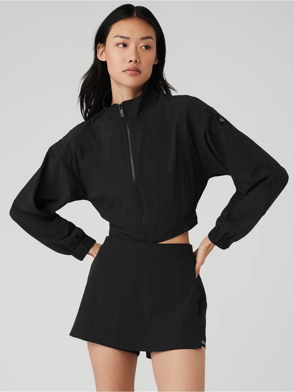 ALO Cropped Black Windbreaker Jacket - Women's